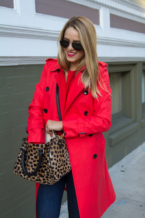 Red Trench Coat Outfit