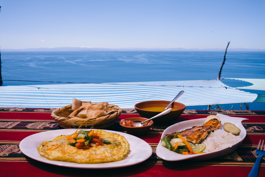 Lunch on Taquile Island Lake Titicaca Peru