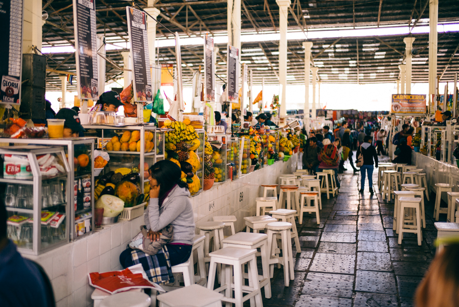Smoothie Stands at San Pedro Market Cusco Peru