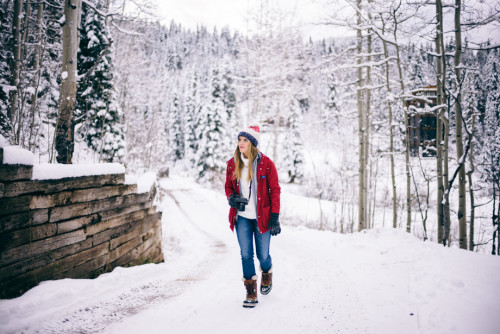 Gal Meets Glam Red Penfield Jacket Winter Outfit