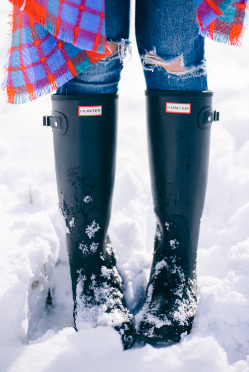 Black Hunter Boots in the Snow