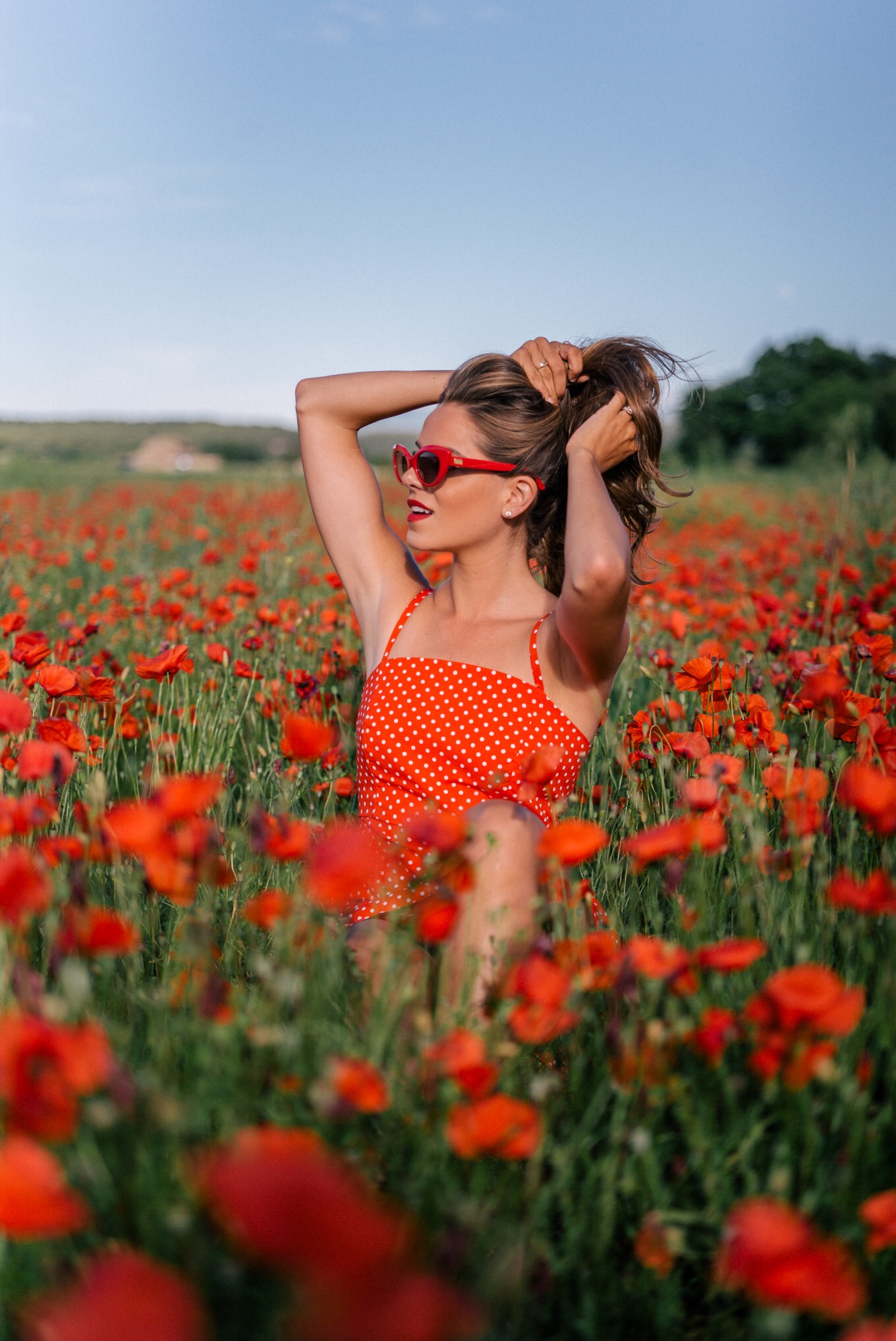 Red Dress, Poppy Fields, Provence
