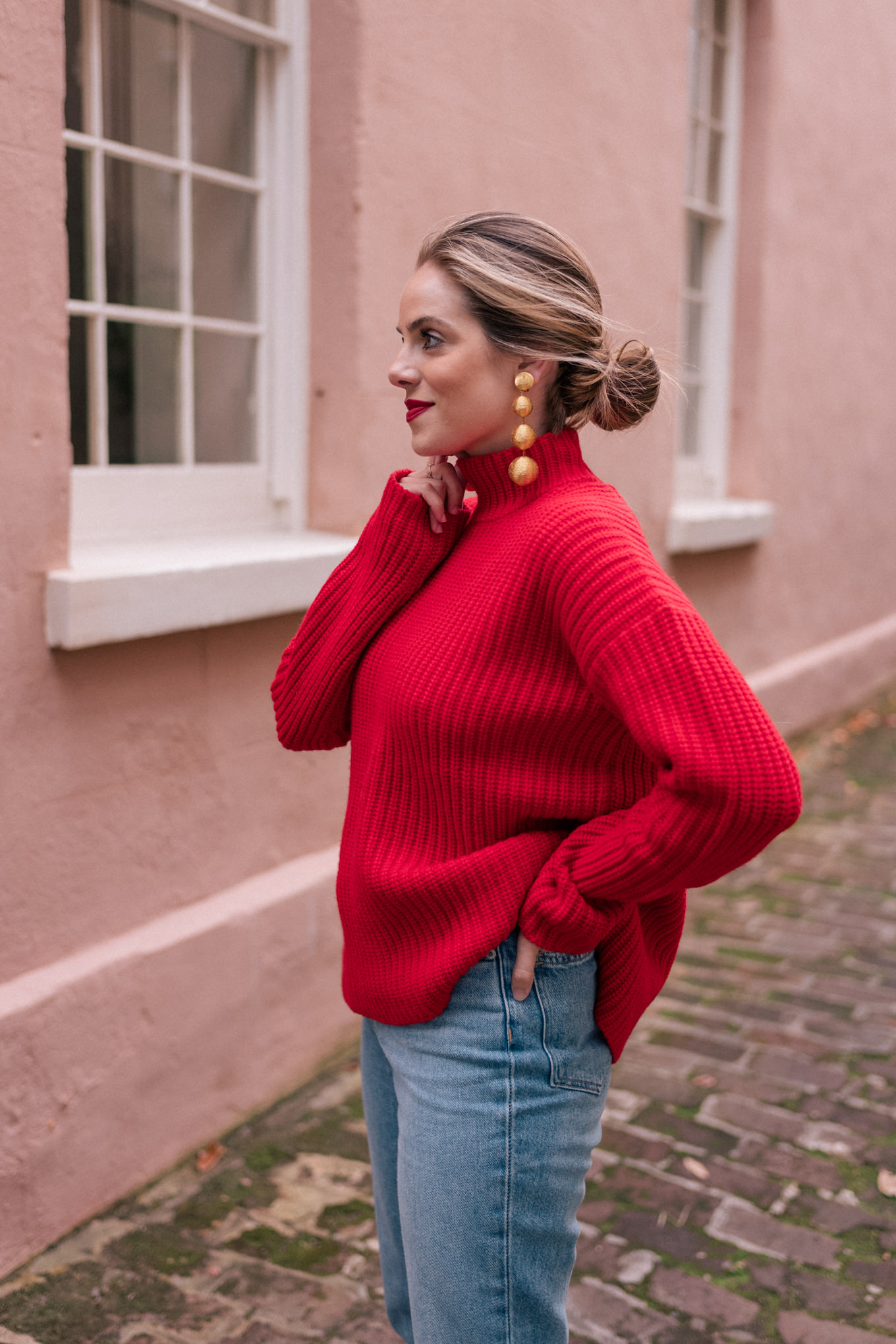 The Perfect Red Holiday Sweater - Julia Berolzheimer