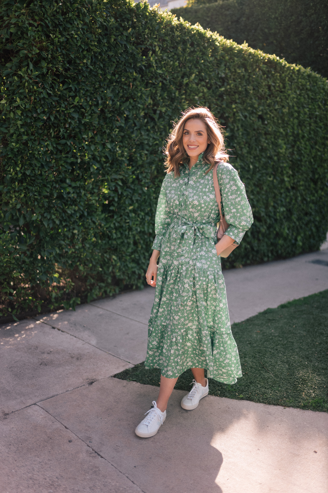 A Green and Floral Shirtdress California - Julia Berolzheimer