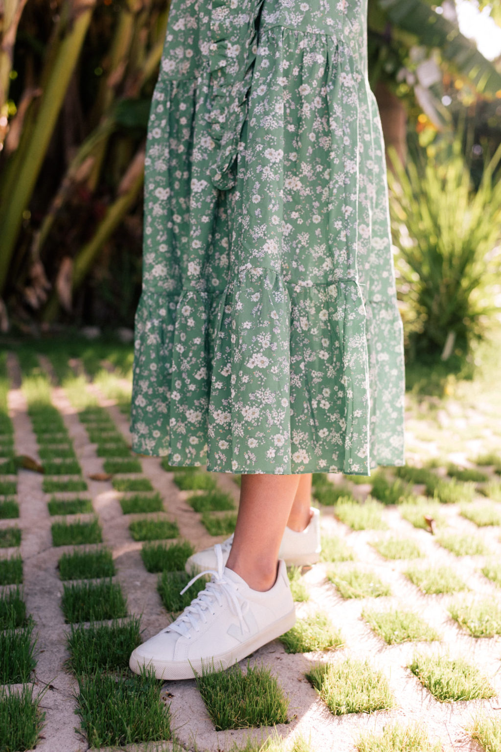 A Green and White Floral Shirtdress in California - Julia Berolzheimer