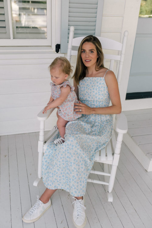 blue floral dress