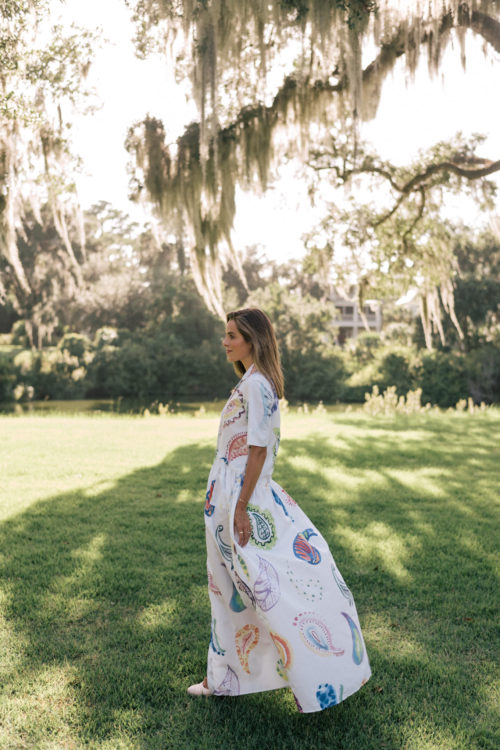 white rainbow embroidered dress