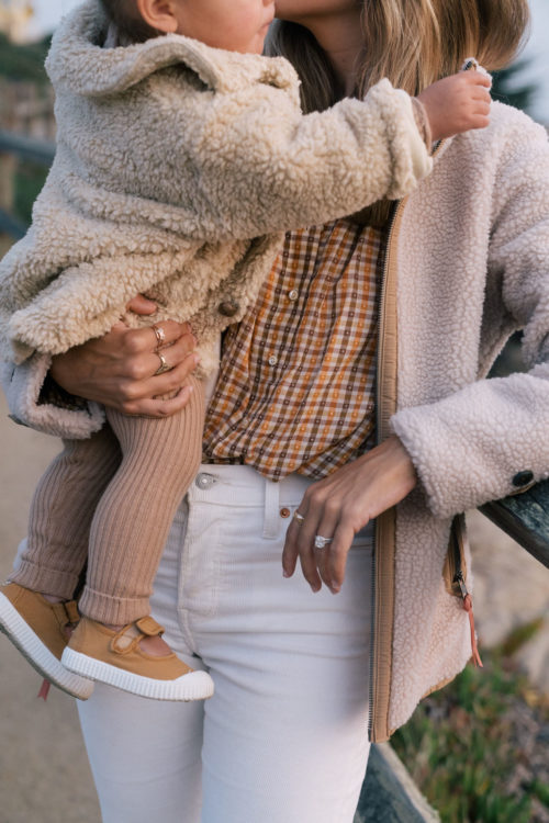 cream fleece white pants