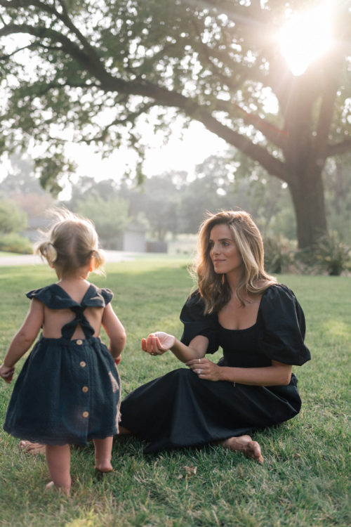 black puff sleeved dress