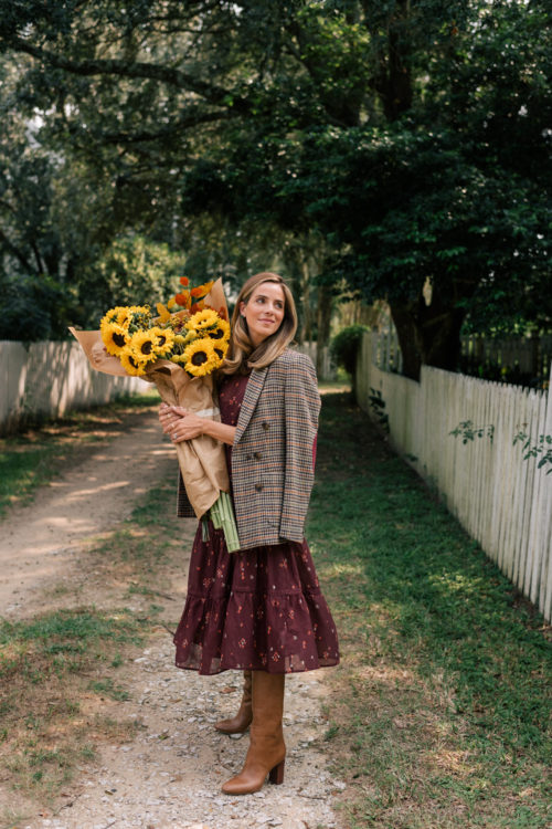 plaid blazer maroon dress