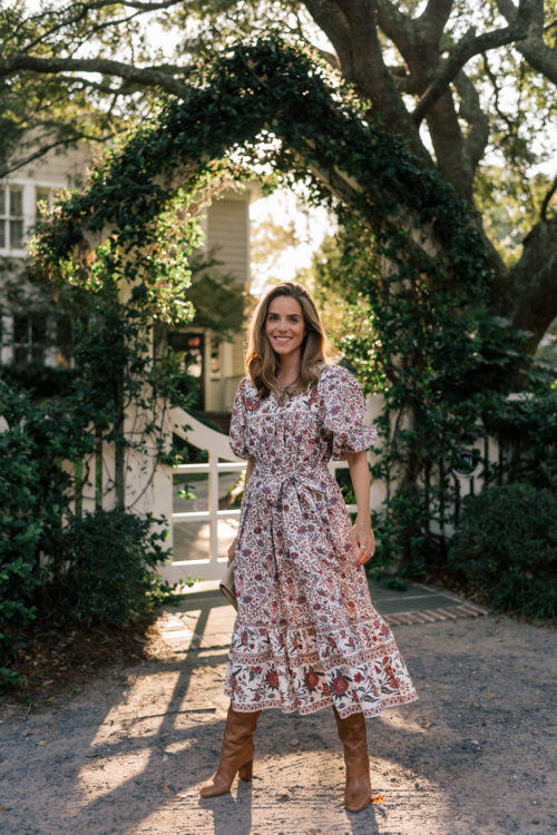 floral dress leather boots