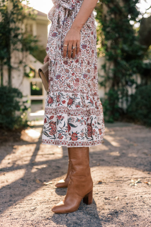 floral dress leather boots