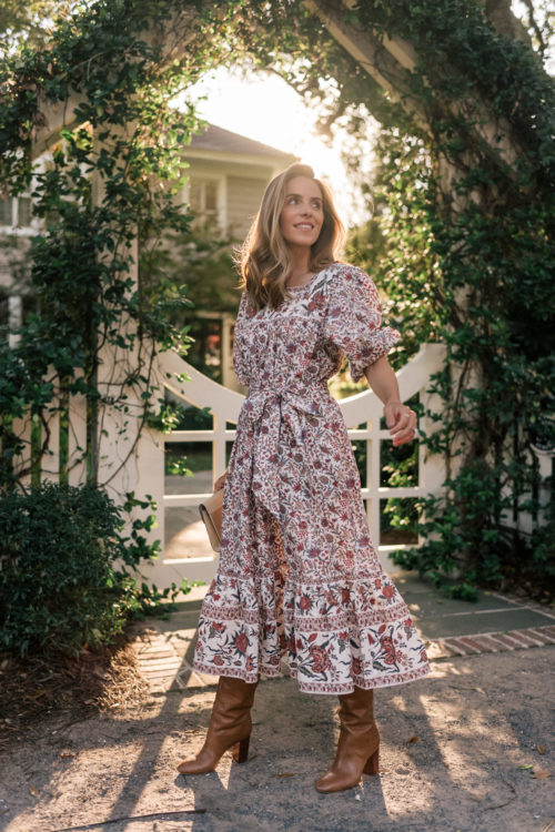 floral dress leather boots