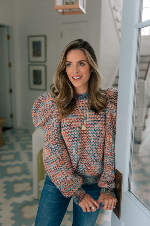 rainbow sweater blue denim