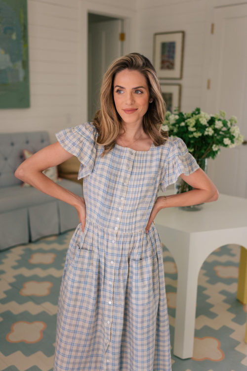 blue yellow plaid dress