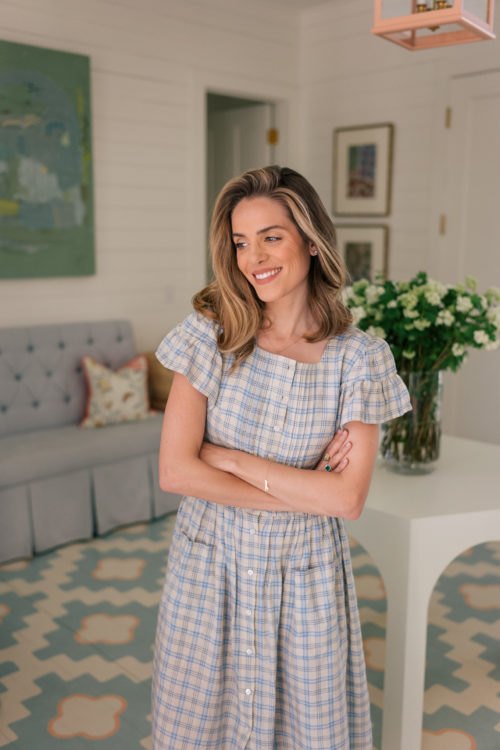 blue yellow plaid dress