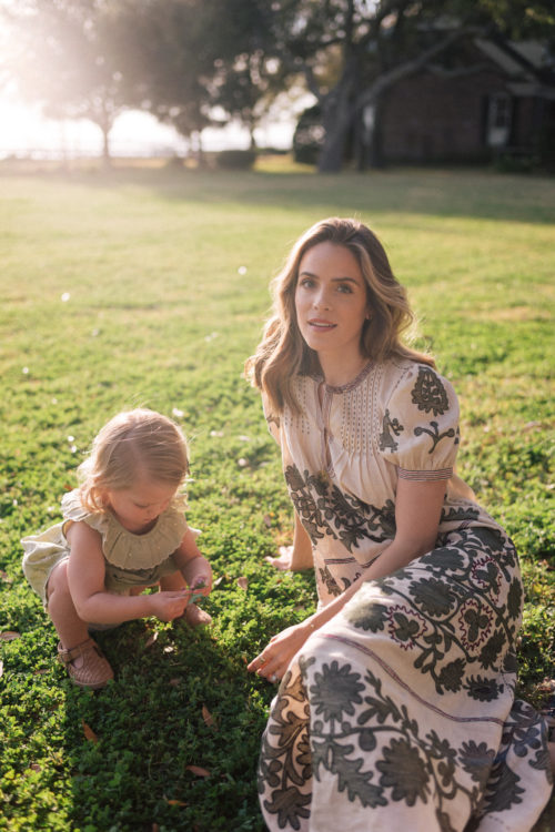 sage green tan embroidered dress