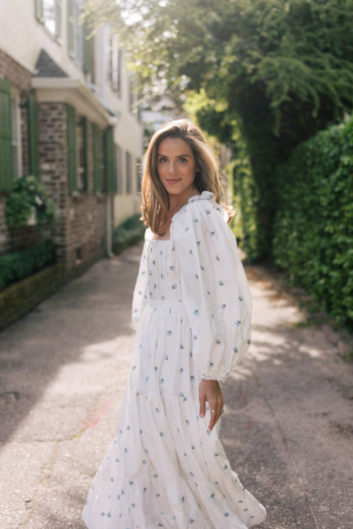 white floral embroidered cotton maxi dress