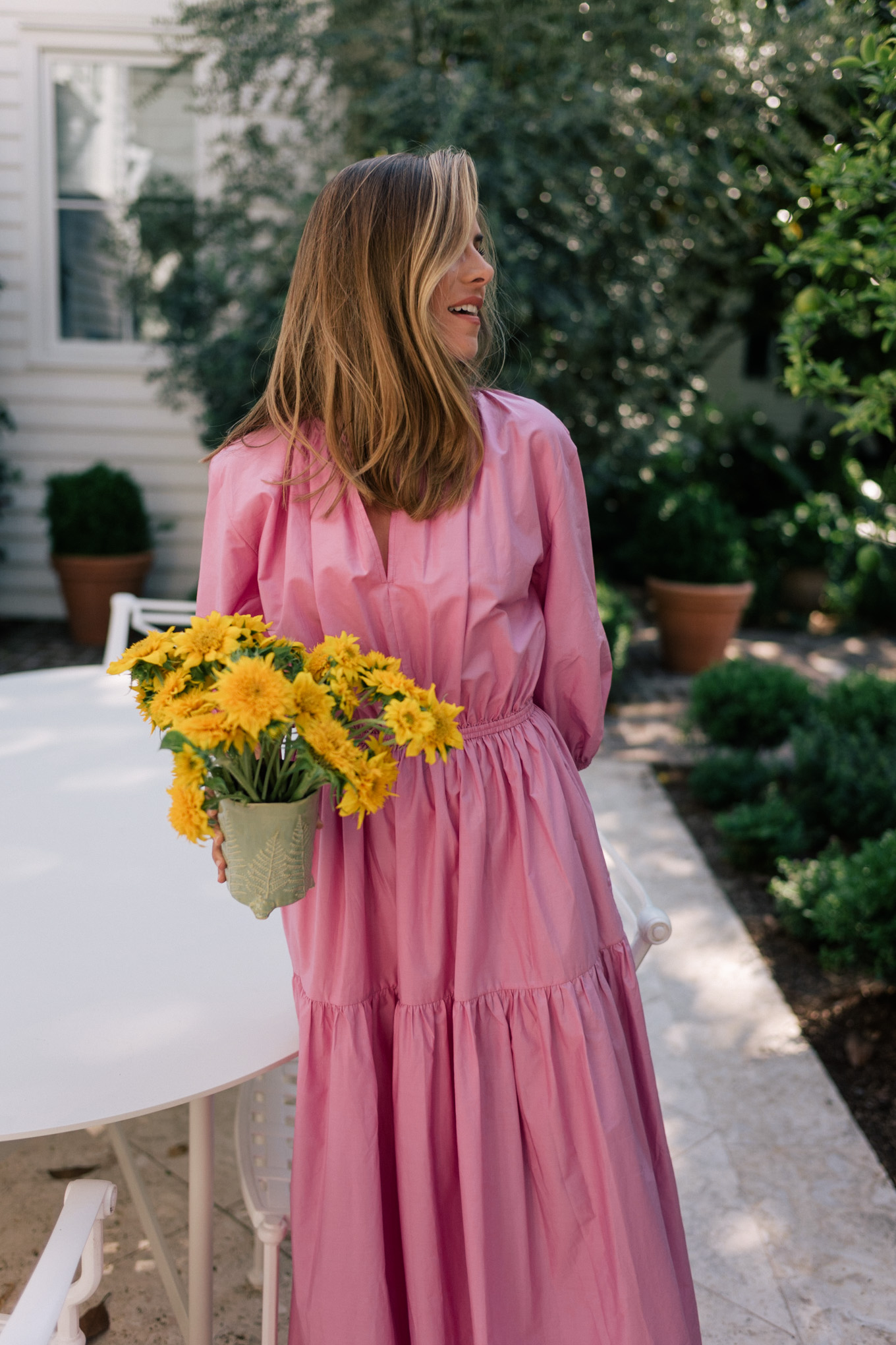 long pink summer dress