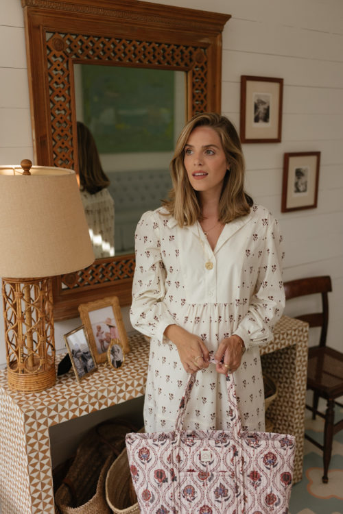 floral print cotton poplin shirt dress