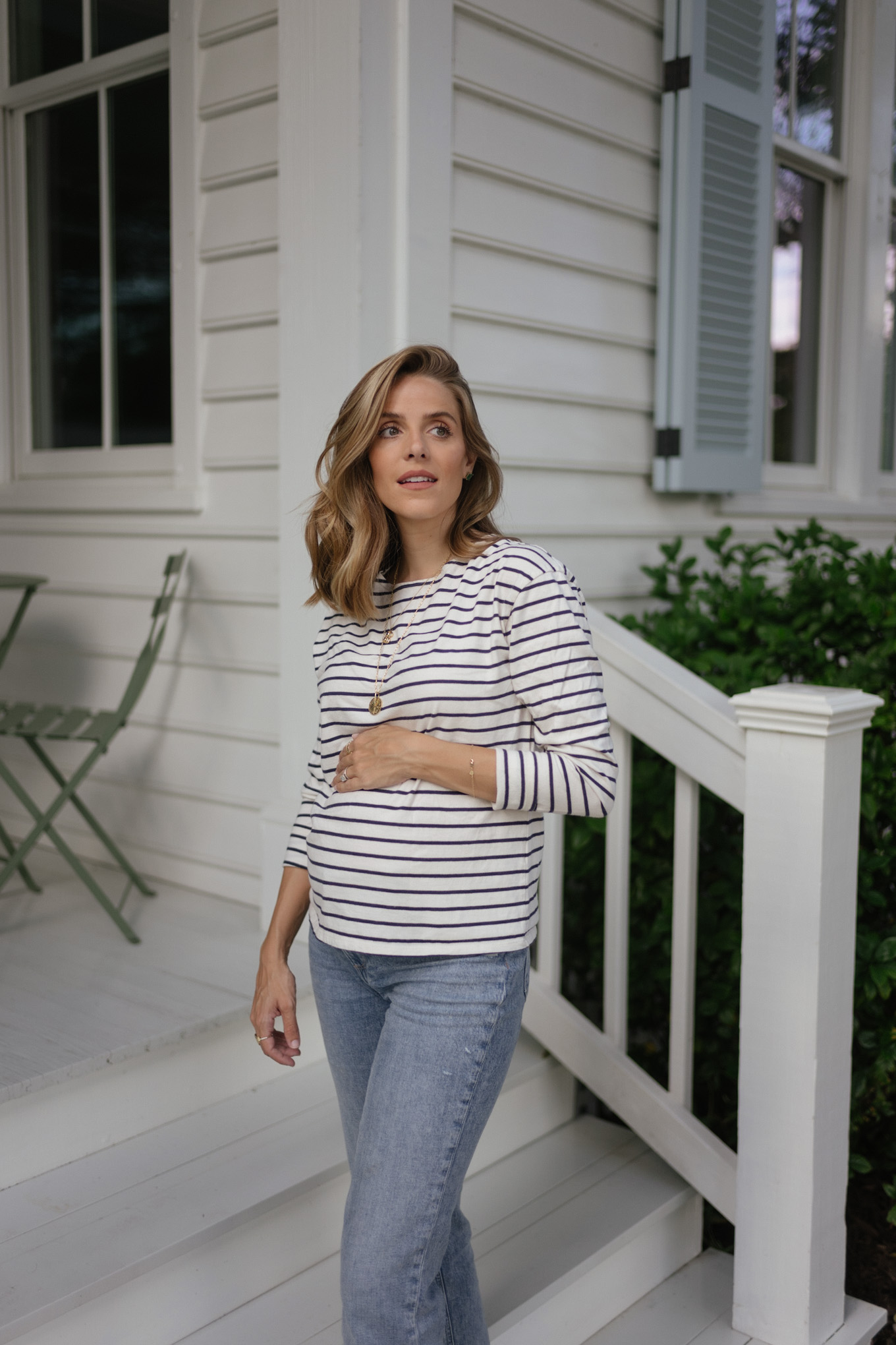 striped tee pregnancy jeans