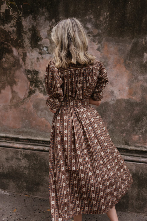 brown floral holiday dress