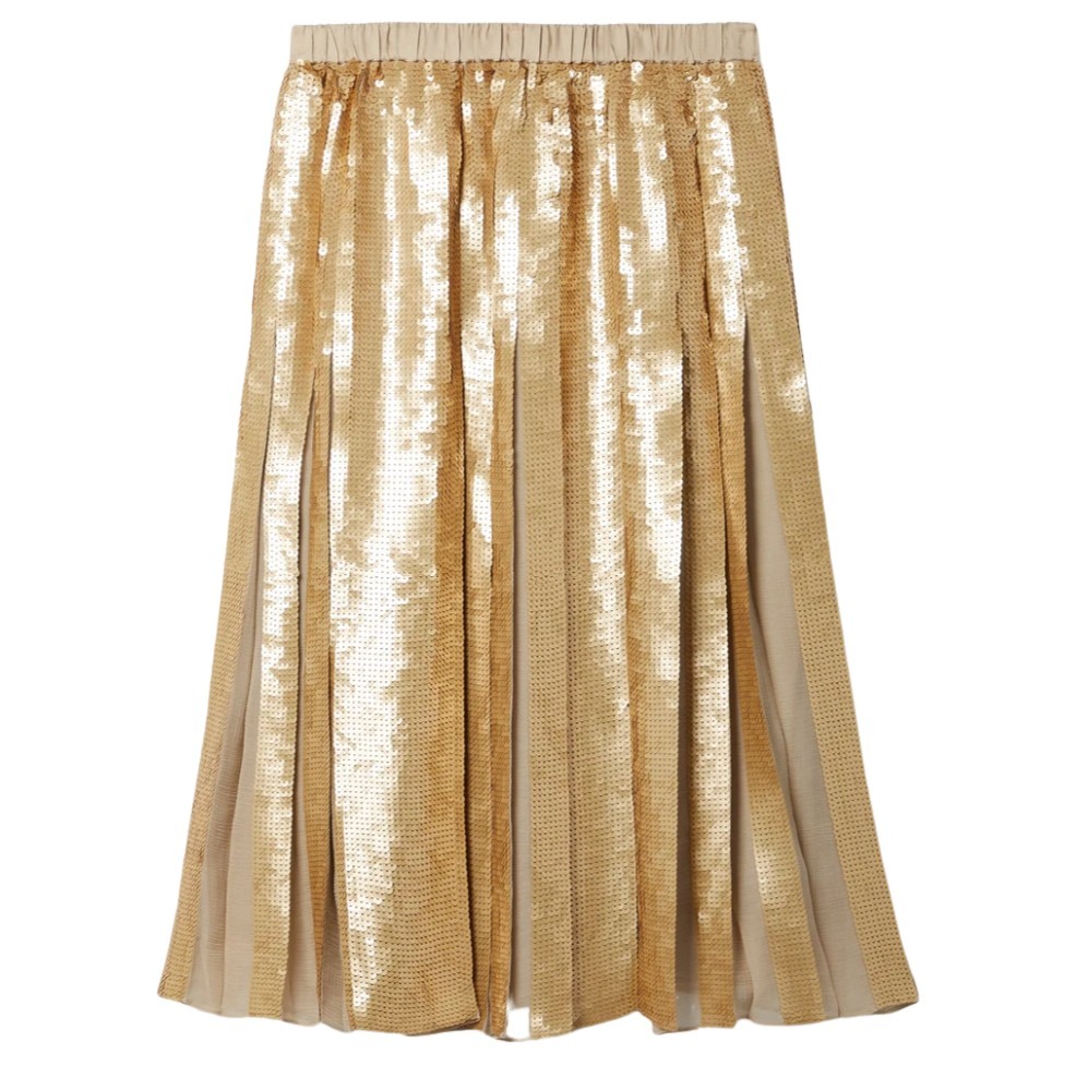 Pleated Sequin Silk Crepe Skirt - Julia Berolzheimer