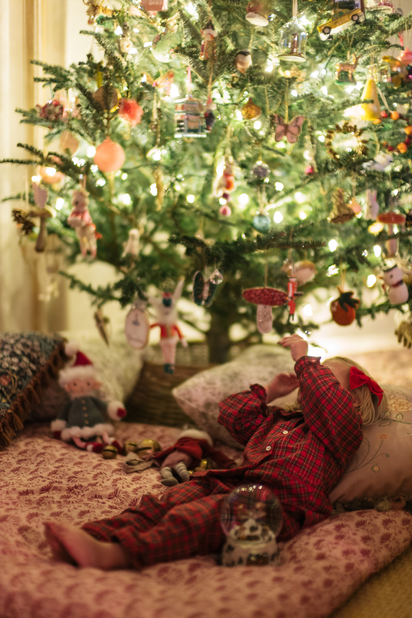 red holiday pajamas christmas tree decor