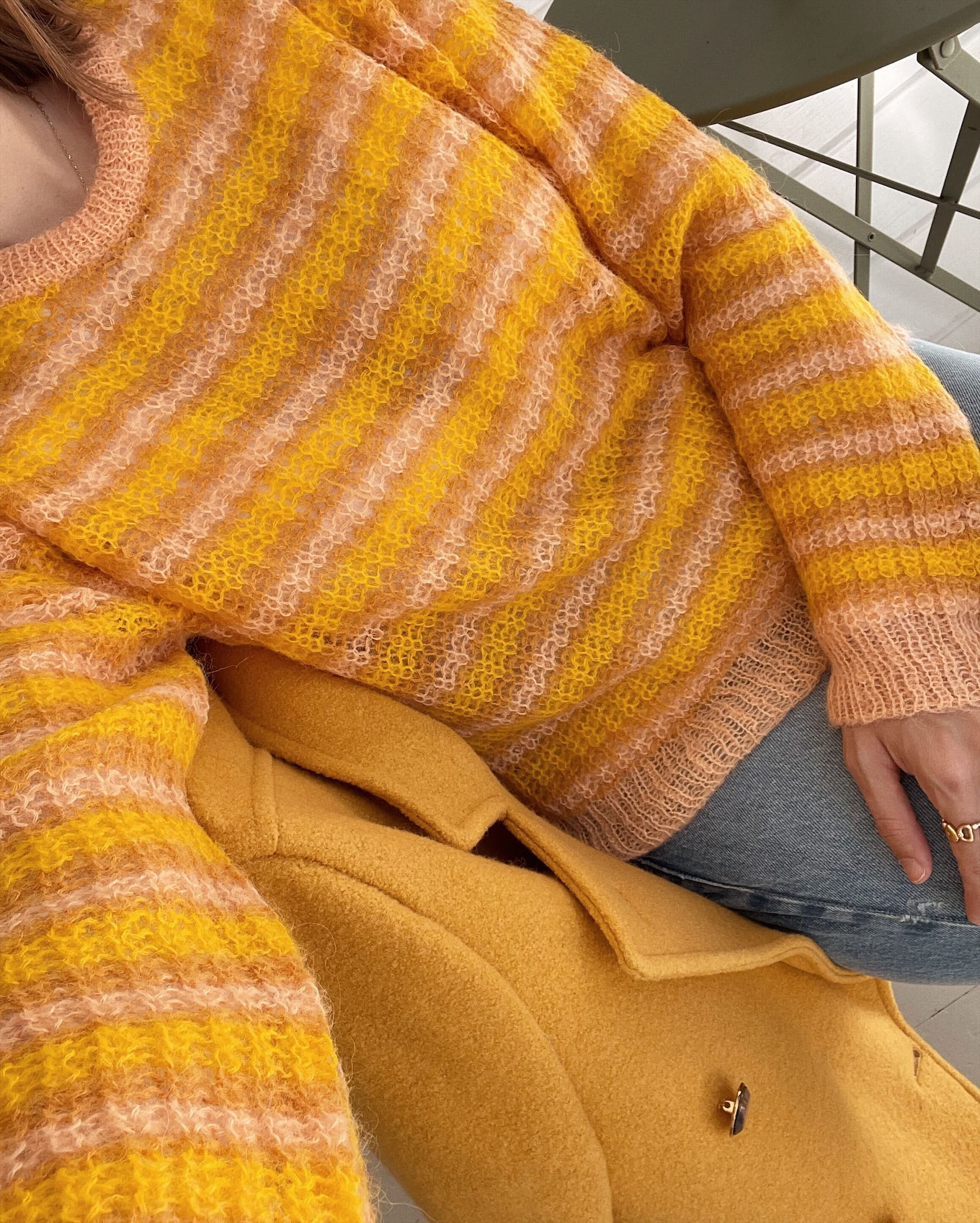 orange pink striped sweater