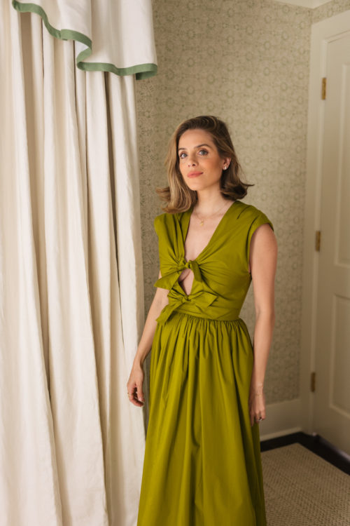 green poplin dress