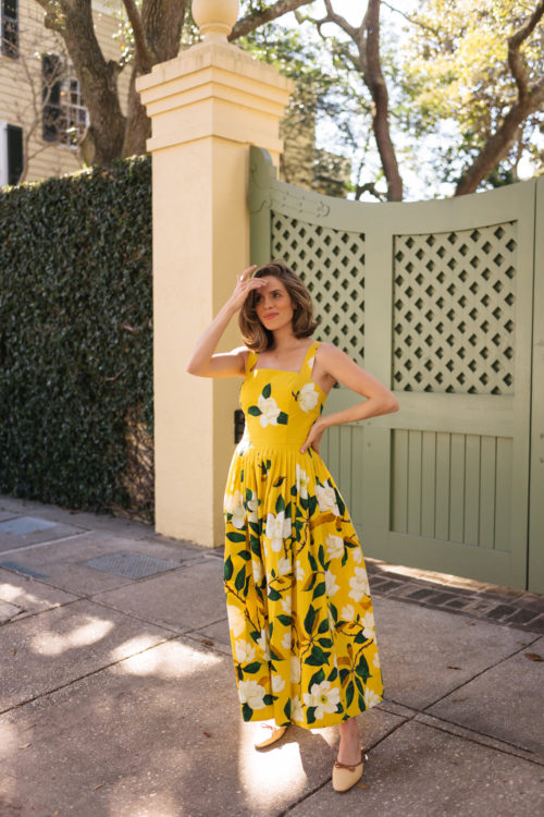 yellow green magnolia dress