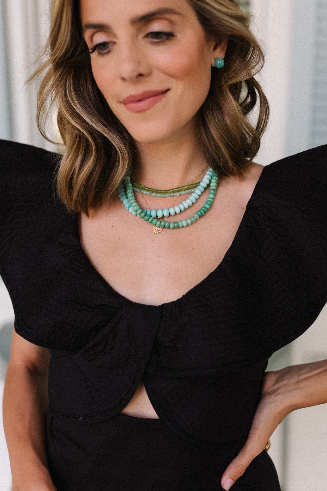 black flounced cotton poplin dress