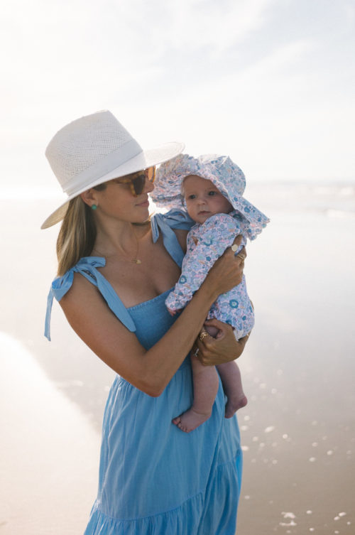 blue cotton smocked dress