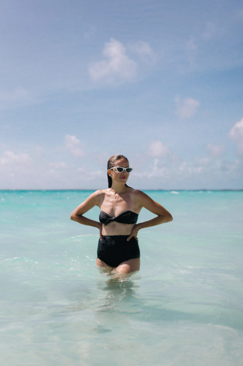 black strapless swim