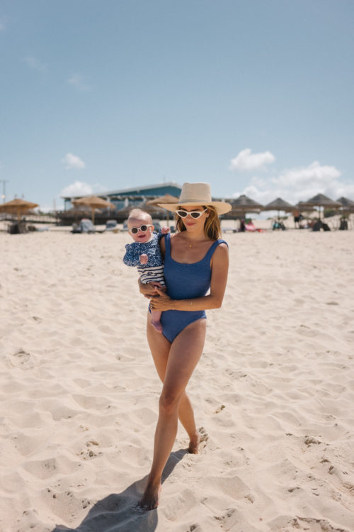blue white v neck long sleeve dress sun hat blue swim