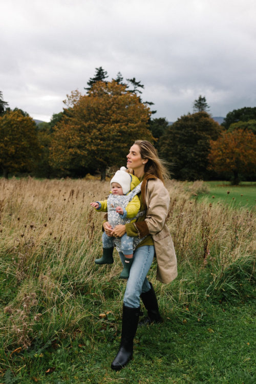 tan jersey corduroy coat blue denim tall rain boots