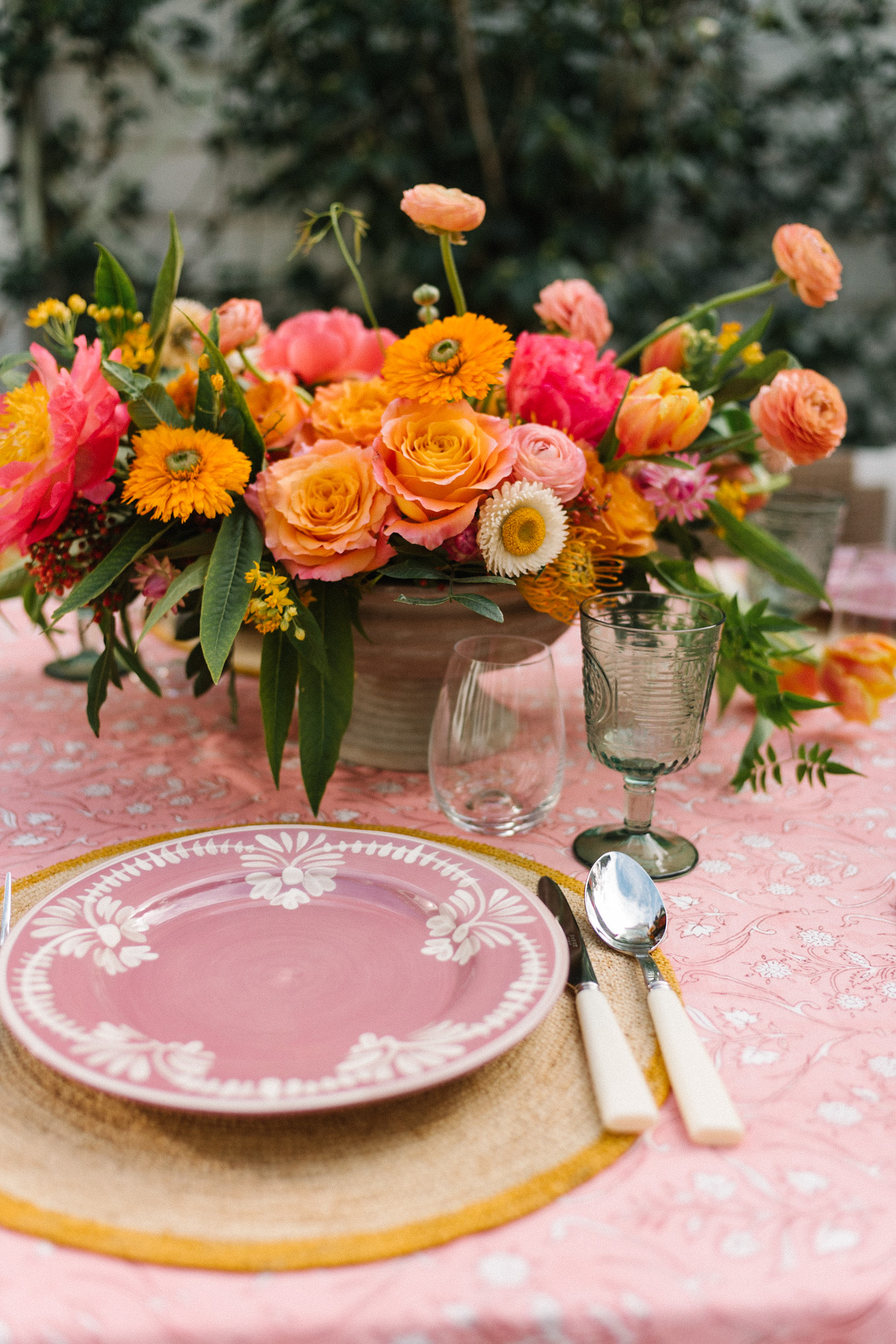 pink holiday tablescape