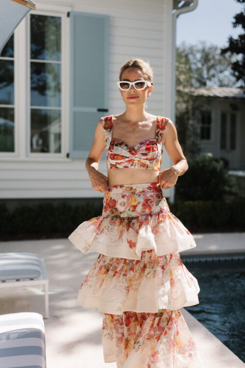 floral tiered skirt set