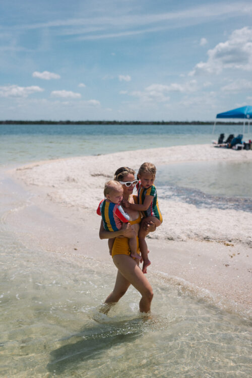 yellow swim white sunglasses