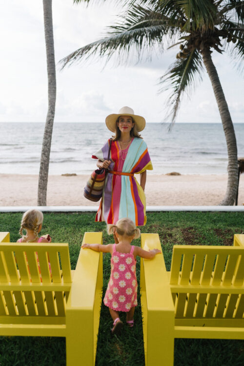 rainbow stripe kaftan cream sun hat