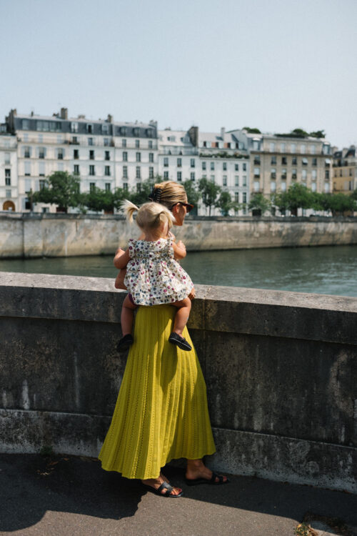 black tank bodysuit woven chartreuse skirt