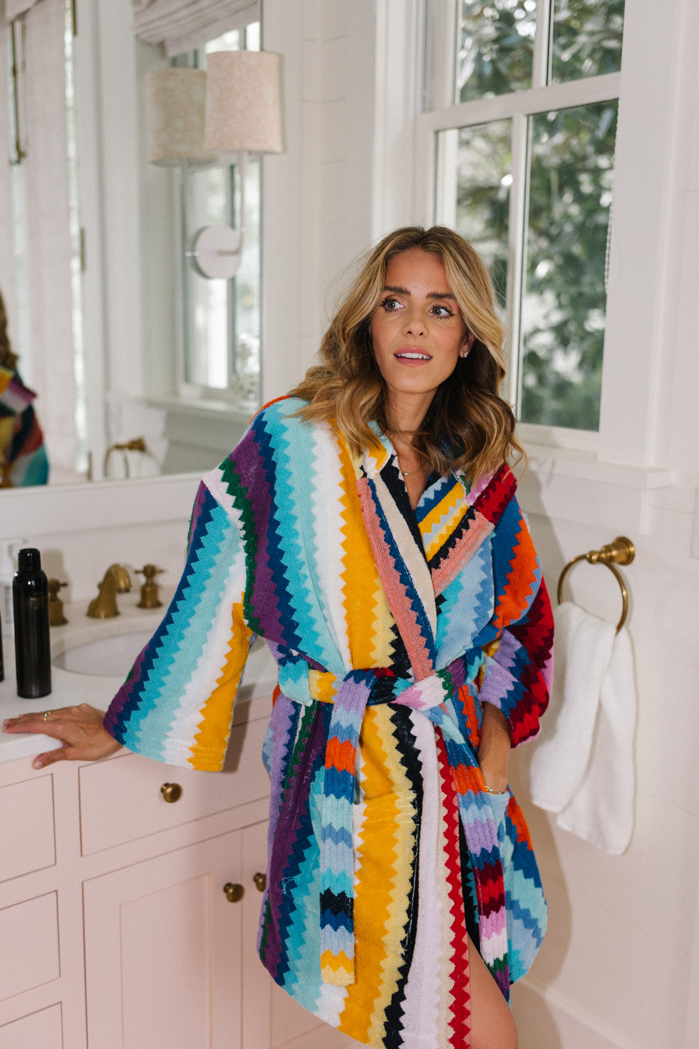 rainbow striped robe luxe hair products