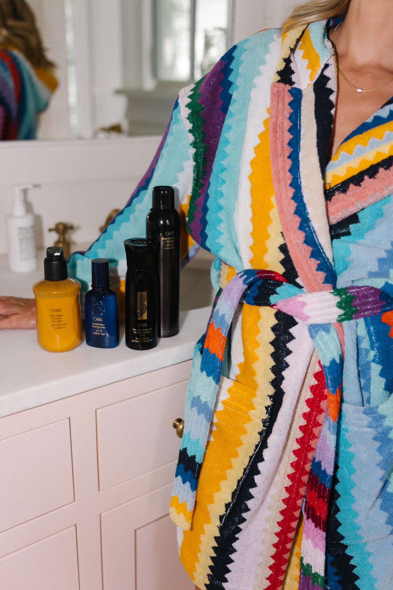 rainbow striped robe luxe hair products