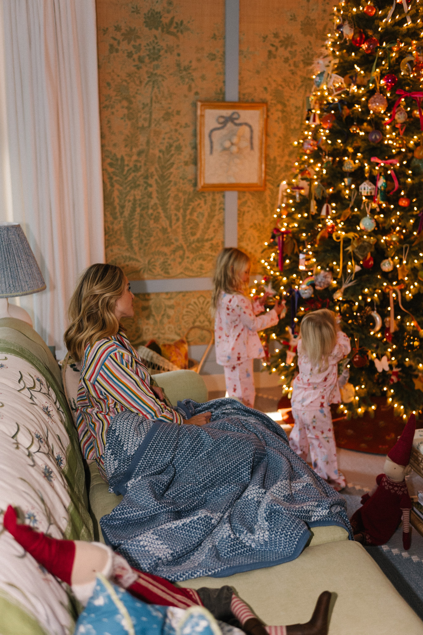 blue cozy blankets holiday pajamas