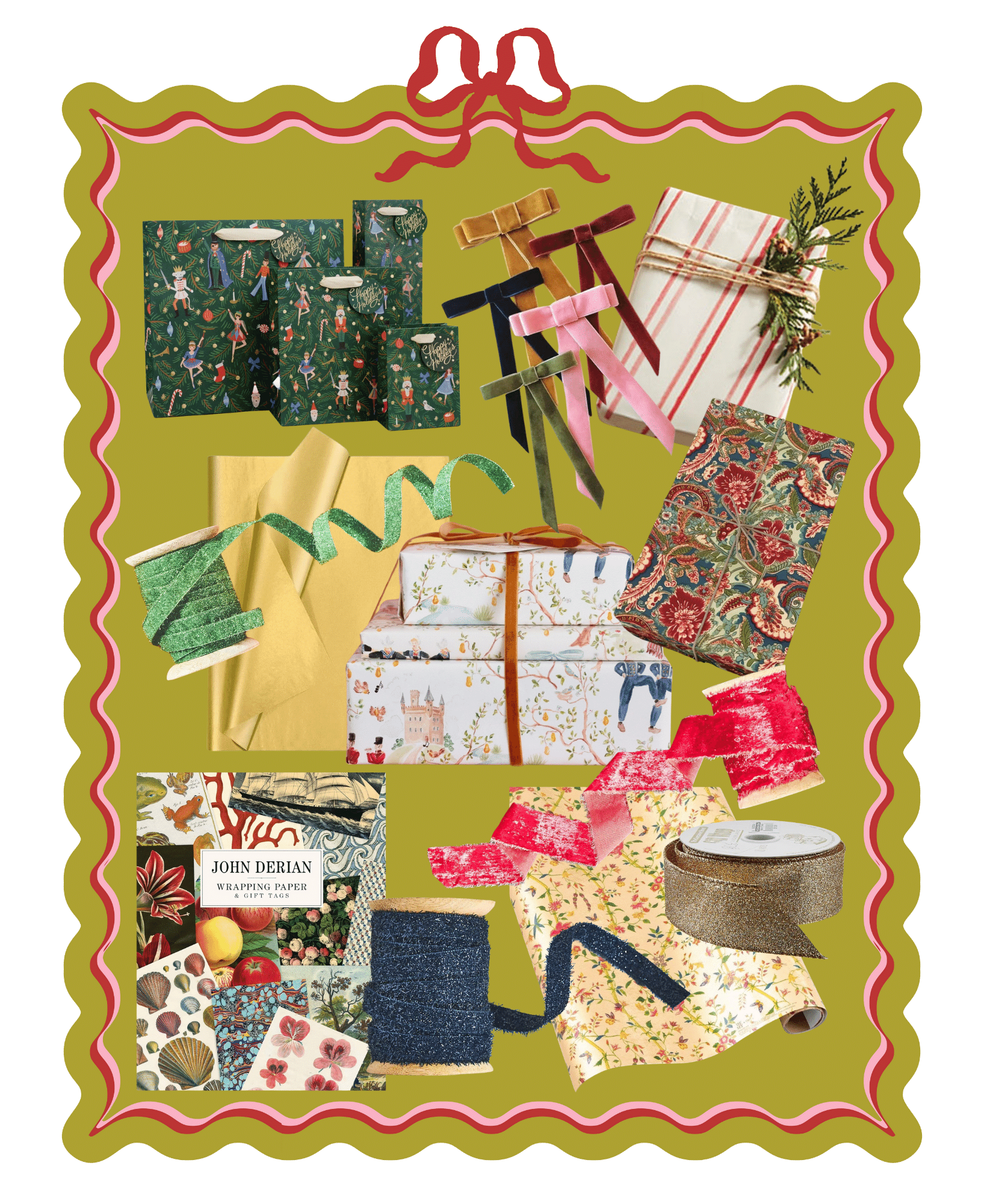 holiday gift wrap wrapping paper tissue paper ribbons and bows