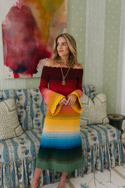 rainbow ombre knit midi dress