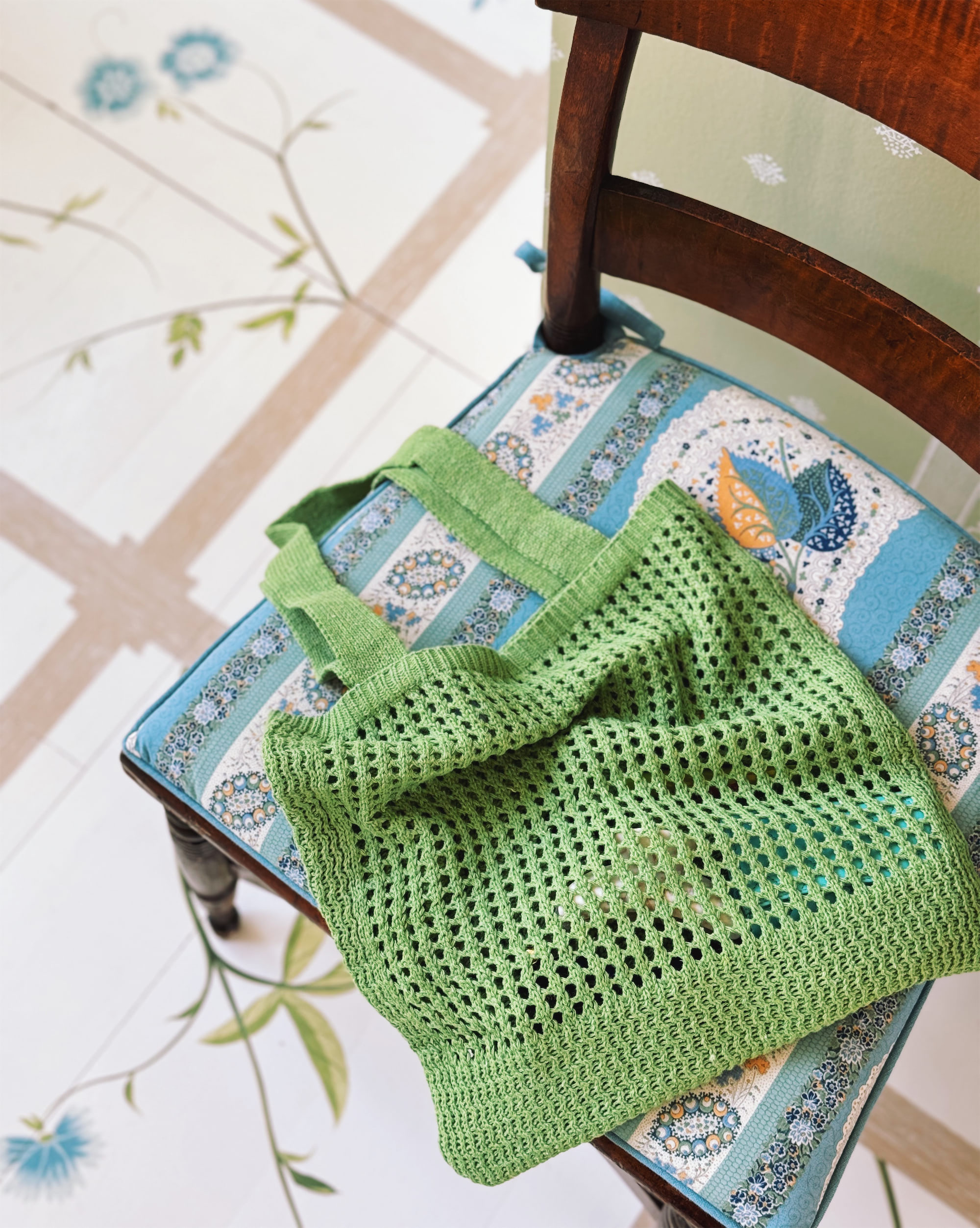 green woven bag