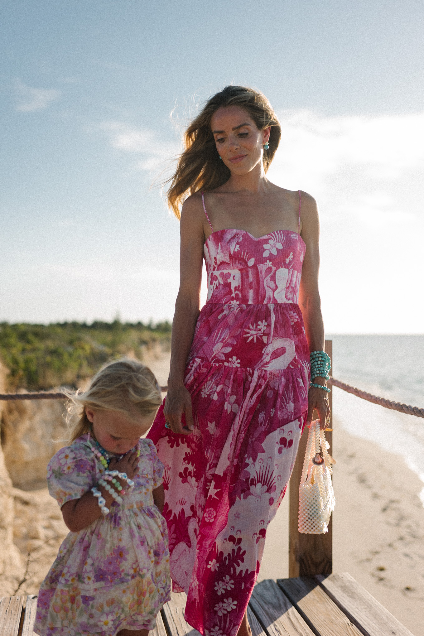 Pink and white floral maxi dress