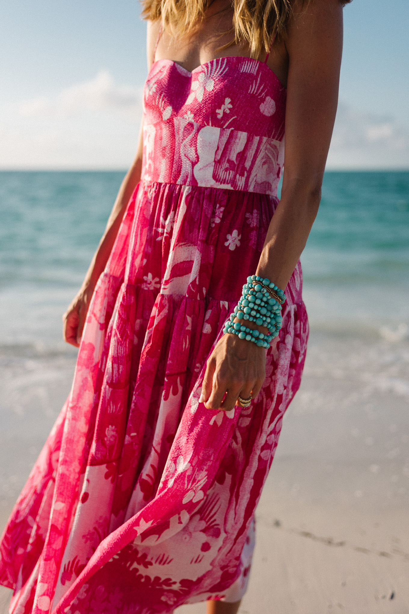 Pink and white floral maxi dress