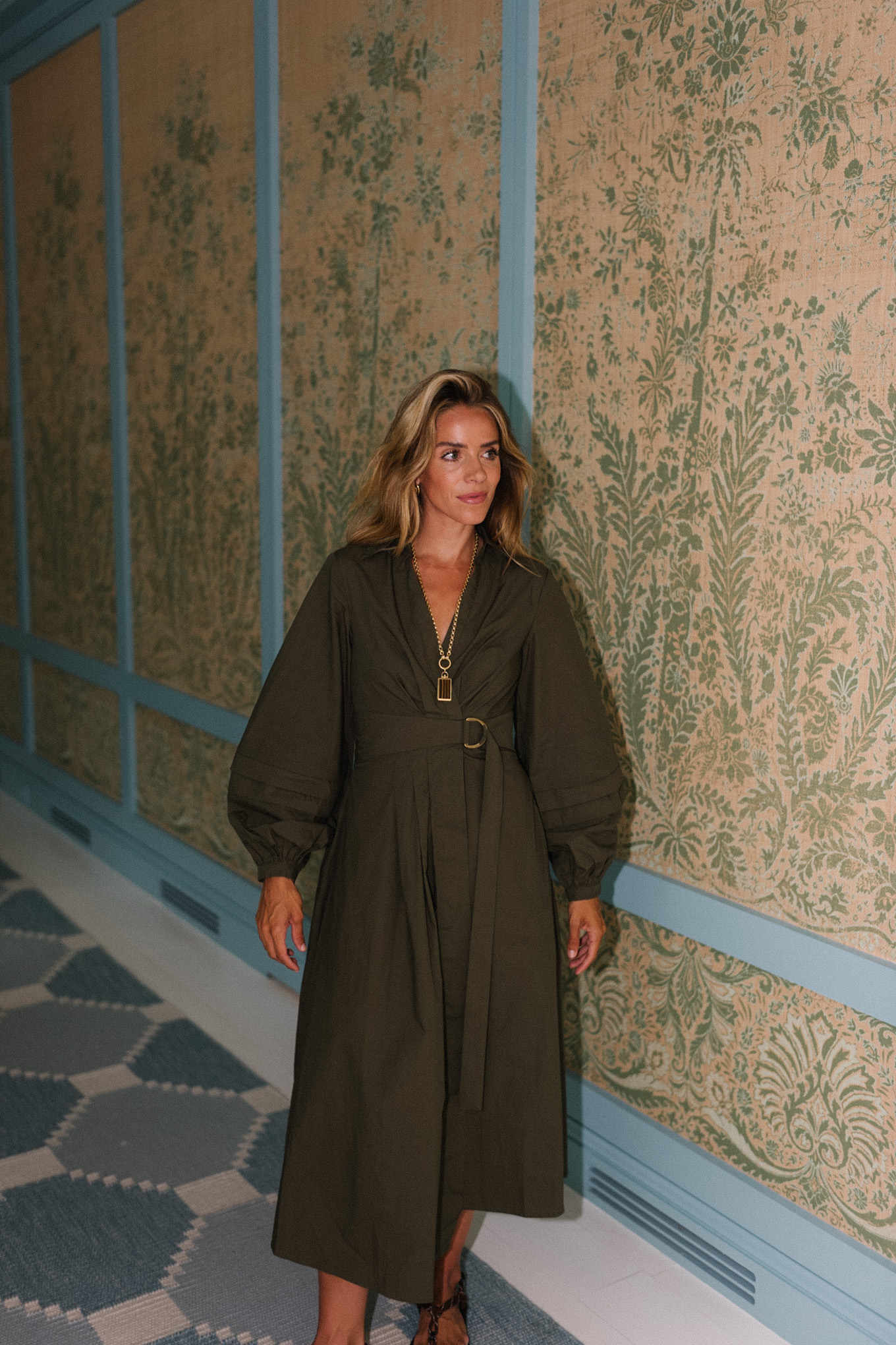 strapless open back dress Olive Breeze Tiered Shirt Dress- Casual dress for women, Olive green dress  – The Behruz Theory